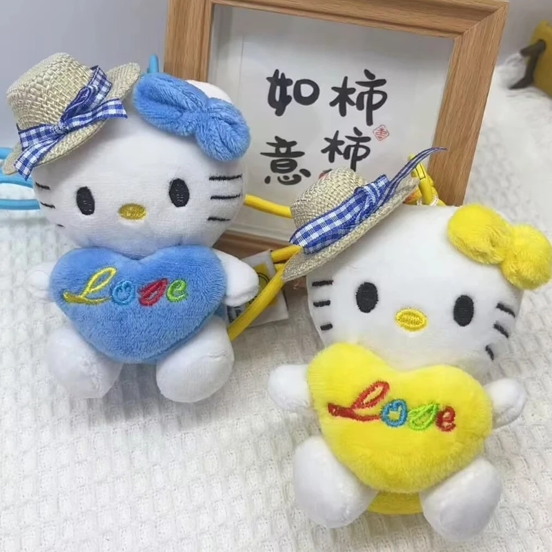 Schattig katje pluche sleutelhanger meisje rugzak hanger cartoon dier cross dressing pluche pop hoge kwaliteit auto hanger kerstcadeau