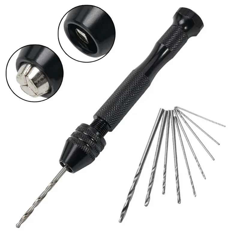 Mini Hand Drill with 0.8-3.0mm Drill Bits Set Rotary Tools for Jewellery and Models Hobby DIY Wood Craft Handmade Tools