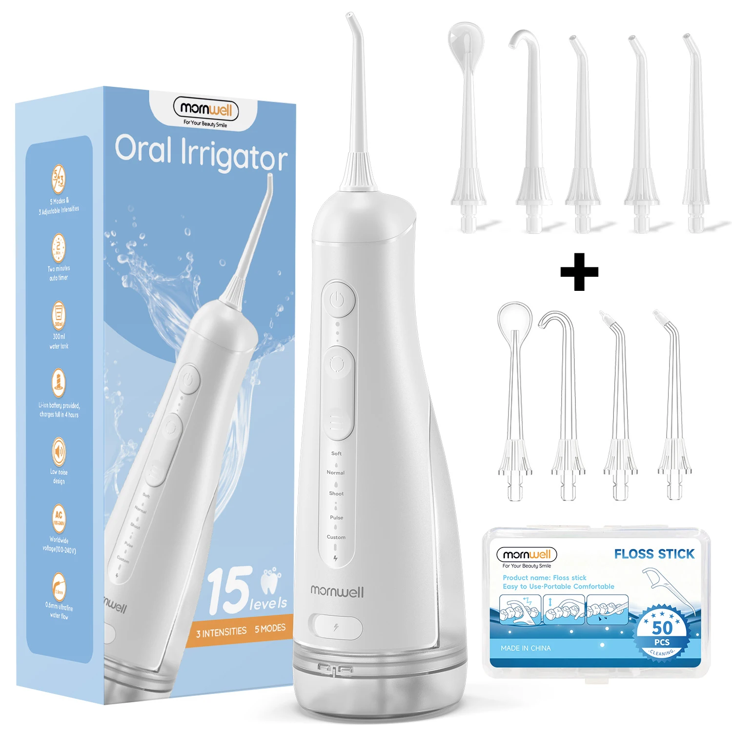 

Water Dental Flosser IPX7 Waterproof 5 Modes 3 Pressure Irrigate for Teeth Clean