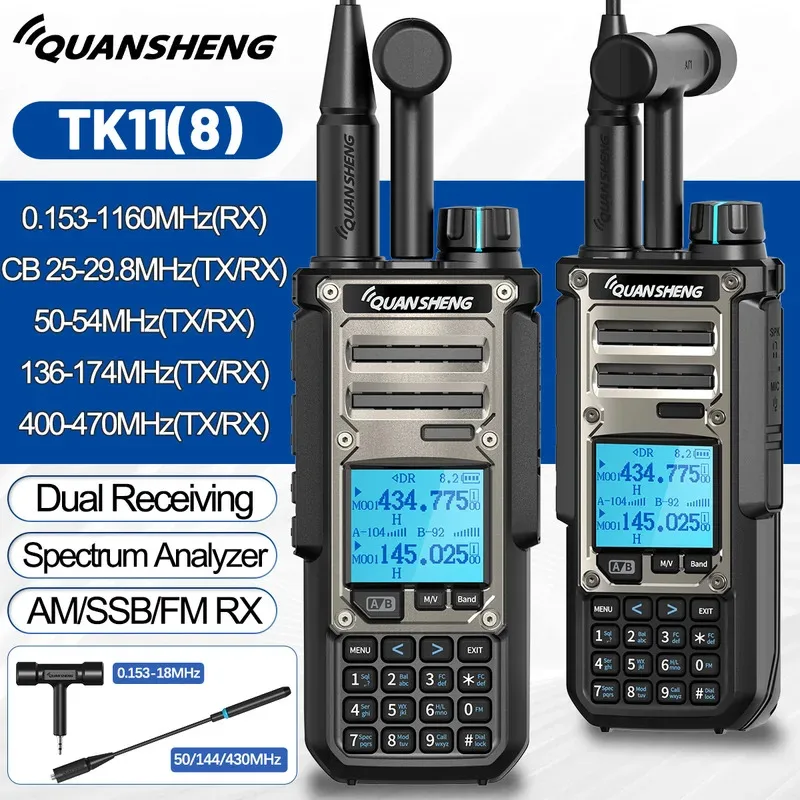 Quansheng TK11 8 Walkie Talkie 10 Вт с двойным приемным PTT 27 МГц CB Radio CW LSB LW MW SW Type-C Зарядное устройство NOAA для UV-K5 8 TK-11 5