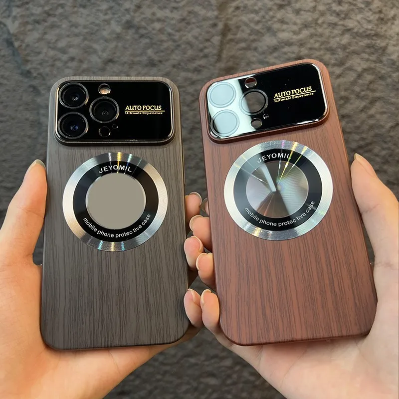 

Wood Grain Magnetic for Magsafe Wireless Charging Case For iPhone 14 Plus 13 12 11 Pro Max Large Window Camera Protection Cover