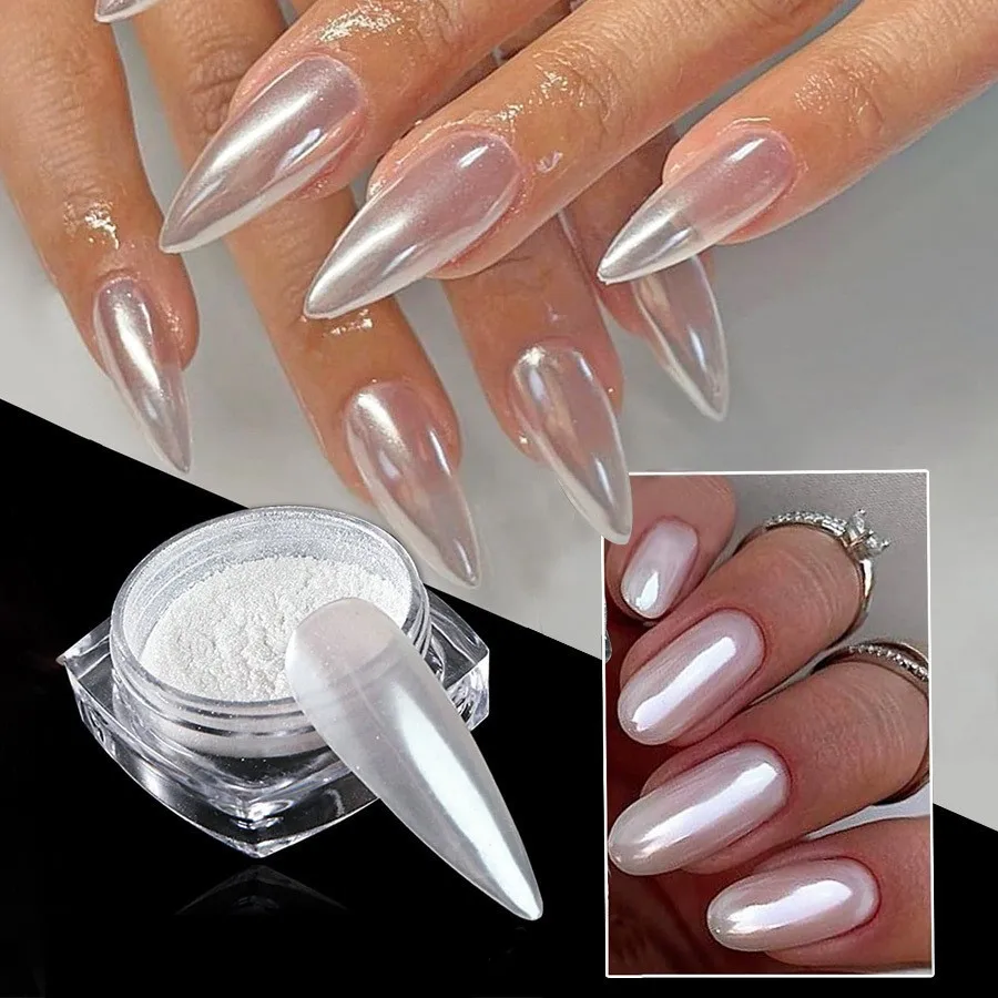 Poudre à ongles en nacre pour Nail Art, poussière de frottement scintillante, Aurora, pigment brillant, chrome, bricolage, décoration, 1 boîte