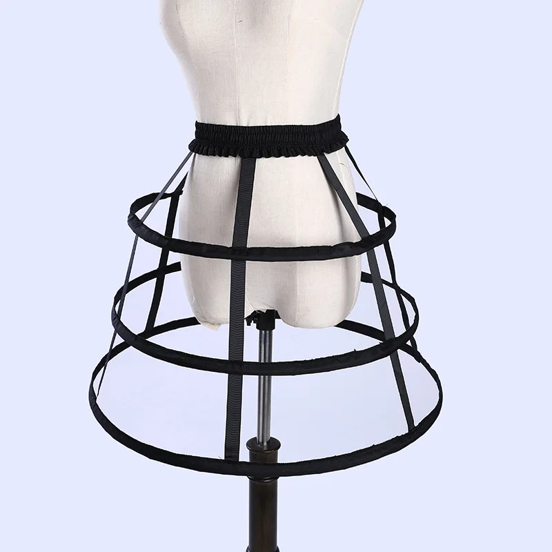 Daily Birdcage Hollow out Crinoline Black Soft Girl Fishbone Lolita Adjustable Skirt Lining