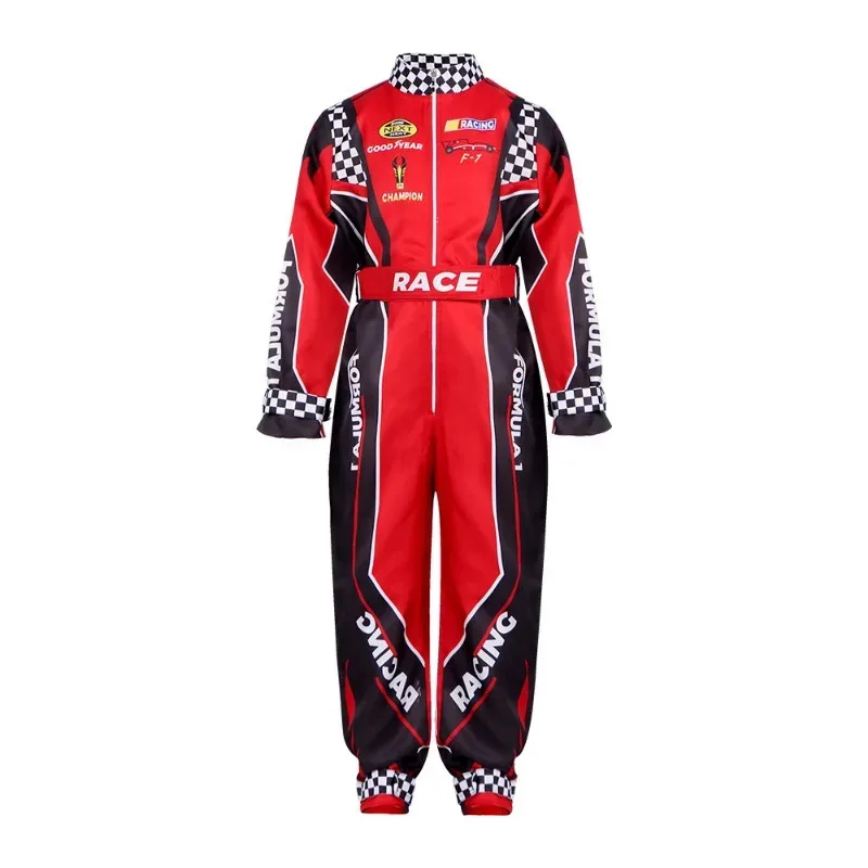Adult Kids Racer Cosplay Costume Red Classic Onesie Training Racing Uniform Suit Children Men Karting Jersey Clothing