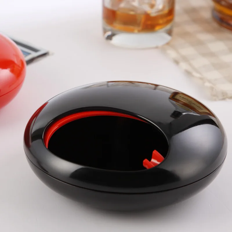 Creative Rotating Desktop Ashtray Melamine Ashtray with Sliding Lid Windproof Smokeless Ash Tray For Office Home Decor