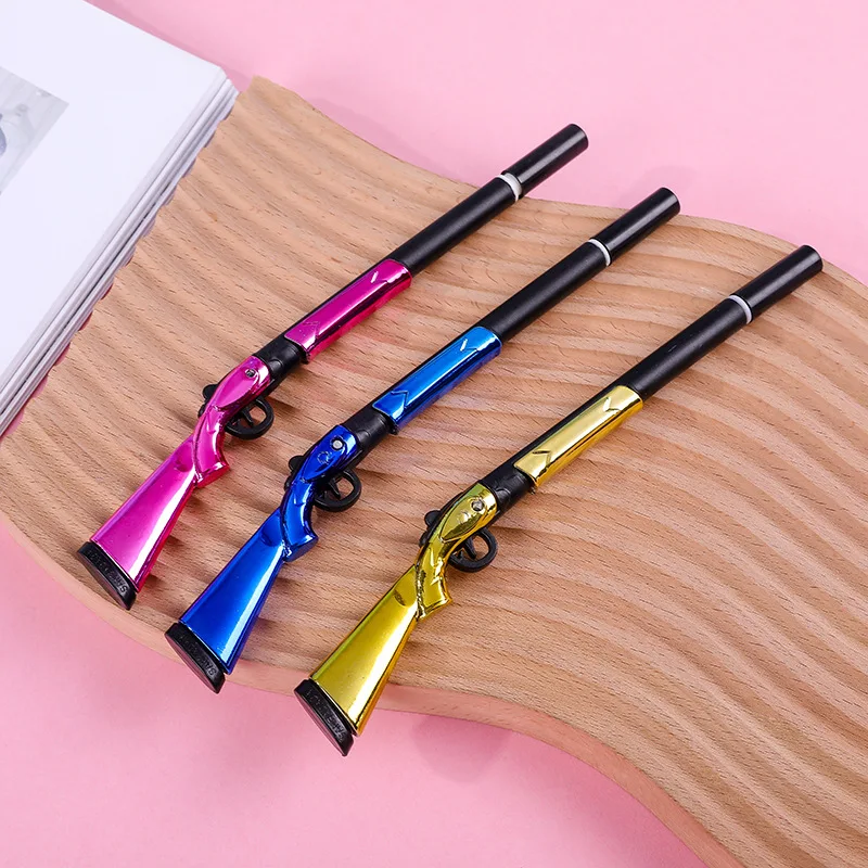 1 New Fashion Sniper Gun Black Gel Pen Student Learning Stationery Weapon Gel Pen Color Random
