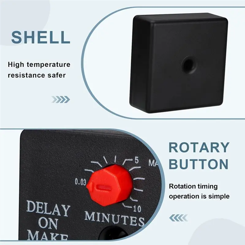 【RECOMENDAR】 تأخير قابل للتعديل على مؤقت المكياج، قطعتان QD-068، 0.03 إلى 10 دقائق، 19-288 فولت تيار متردد أو تيار مستمر