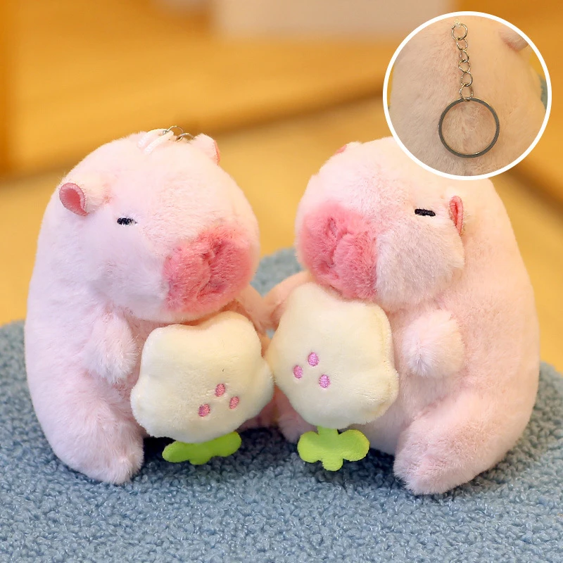 Cute Capibara Plush Toy Cartoon Guinea Pig Pendant Stuffed Doll Keychain Plush Toy Doll Backpack Bag Key Ring Decor Kid Gift