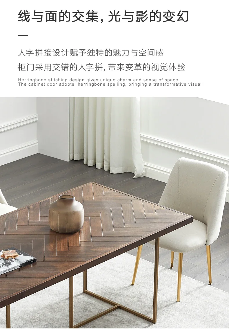 Living Room Small Apartment Dining Tables and Chairs Set Light Luxury Home Nordic Solid Wood Square Dining Table