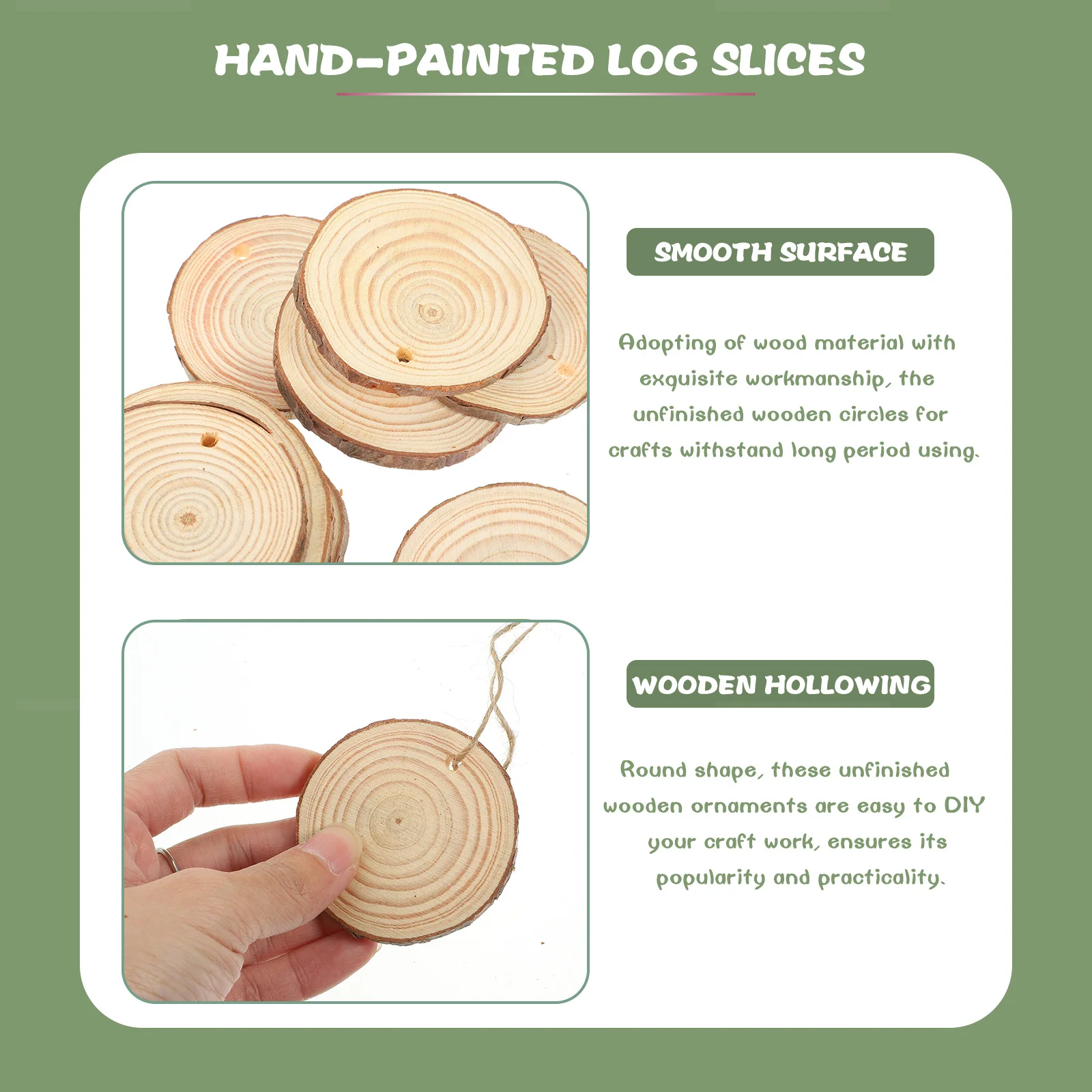 10 قطعة شريحة خشبية غير مكتملة الحلي لعيد الميلاد الحرف ريفي قلادة خشبية الجدار الديكور الحرفية أطقم دوائر محور