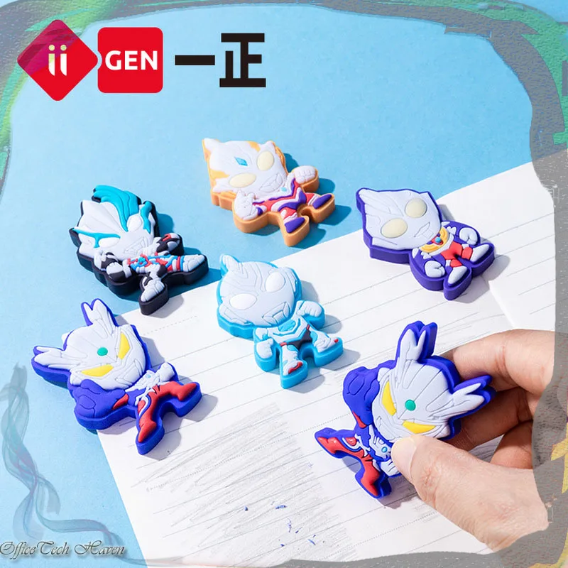 

24pcs Iigen Official Ultraman Cartoon 3d Shaped Eraser Creative Fun For Students, Easy-To-Use Pencil Eraser Students Stationery