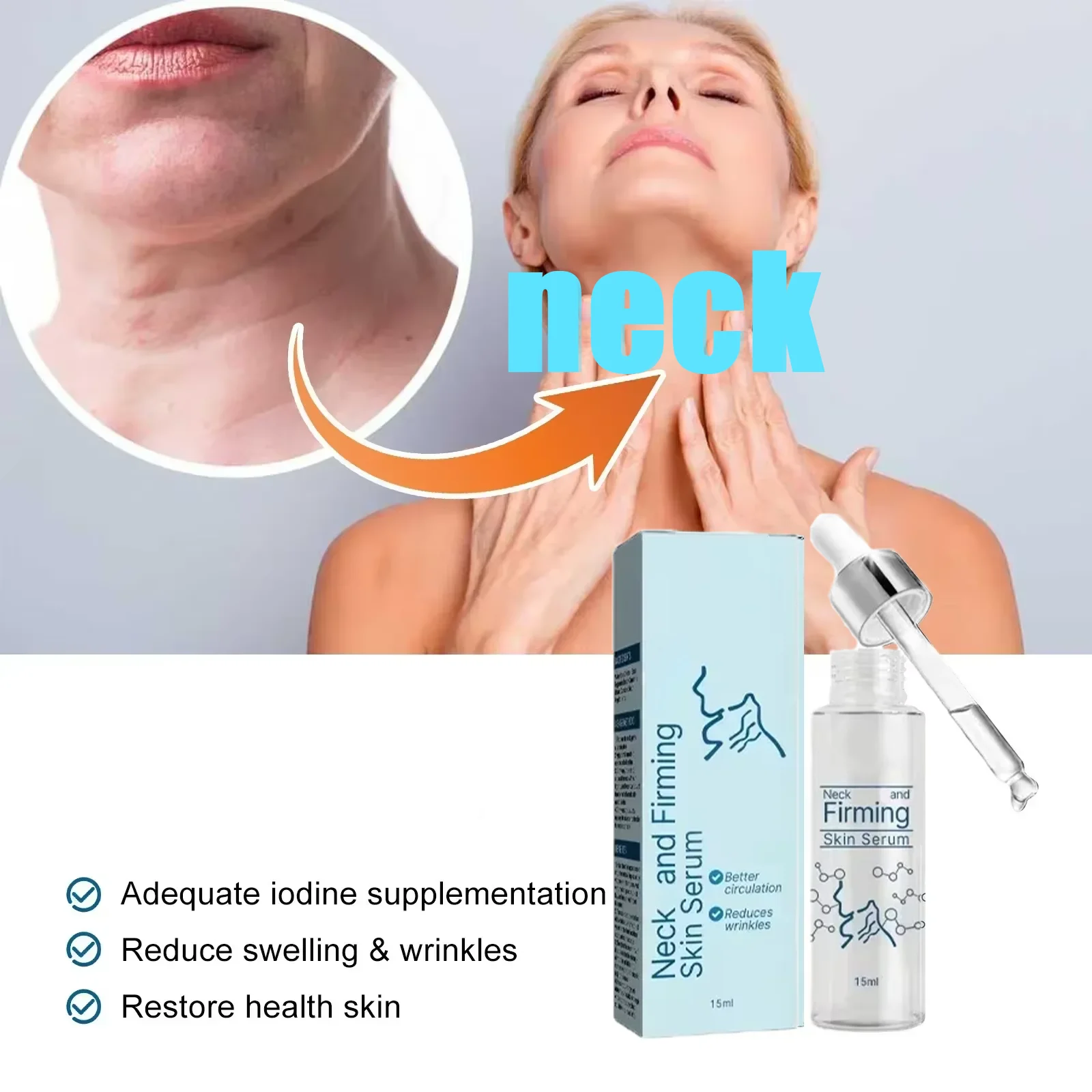 Neck firming skin hyaluronic acid Lift restore plump skin moisturizing essence to smooth wrinkles young