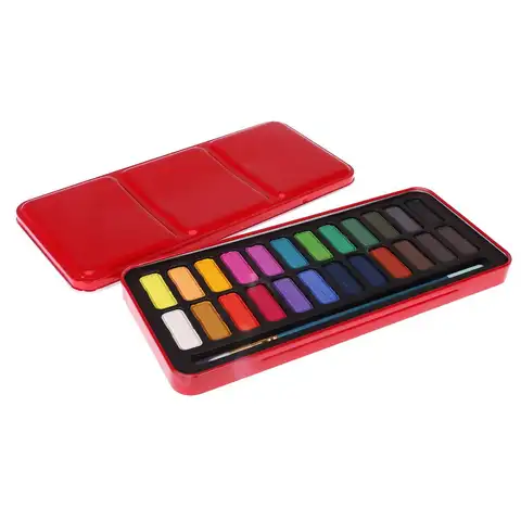 Bilashmart Water Color Pigment Portable Solid Watercolors Set Lightweight Metal Palette for Hobbyist and School Painting