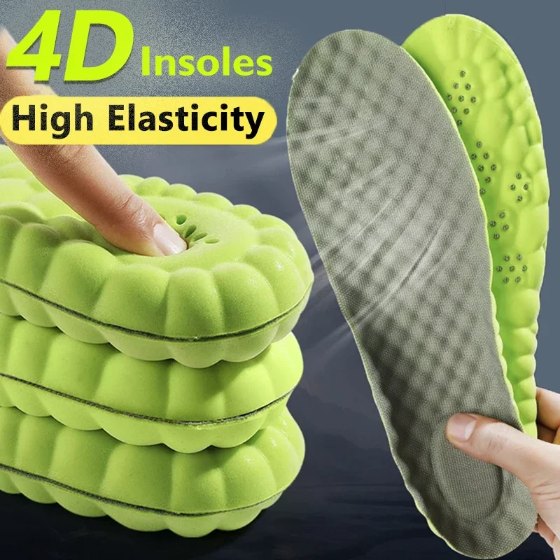 4D Massage Shoes Insoles Soft High Elasticity Shock Absorption Running Sports Insole Shoe Sole Arch Support Orthopedic Inserts