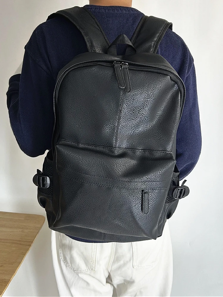 Streetwear Pocket Men Backpack Large Capacity Laptop School Teenager Backpack Causal Black Commuter Travel Men Backpack