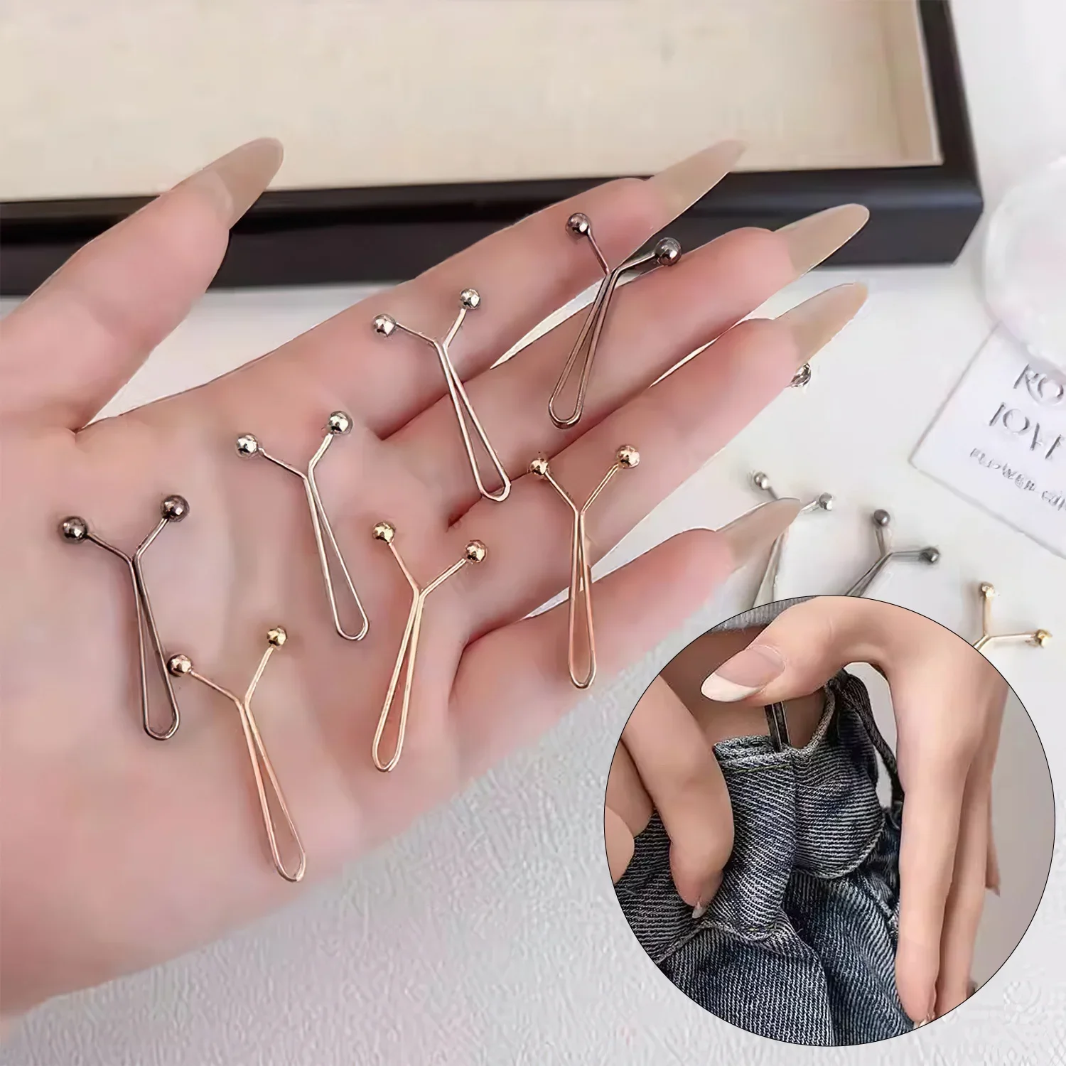 12 Stück unsichtbare Taillenstraffungs-Metallclip, verstellbarer Knopfclip, geeignet für Jeans und Kleidung, Modeaccessoires