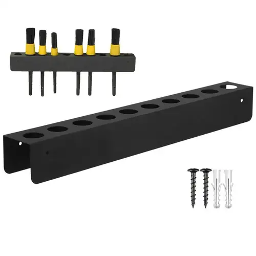 Soporte para cepillos para detalles, soporte para cepillos de limpieza de coche de acero con 10 agujeros, organizador de cepillos montado en la pared, estante de almacenamiento de herramientas para detalles de automóviles