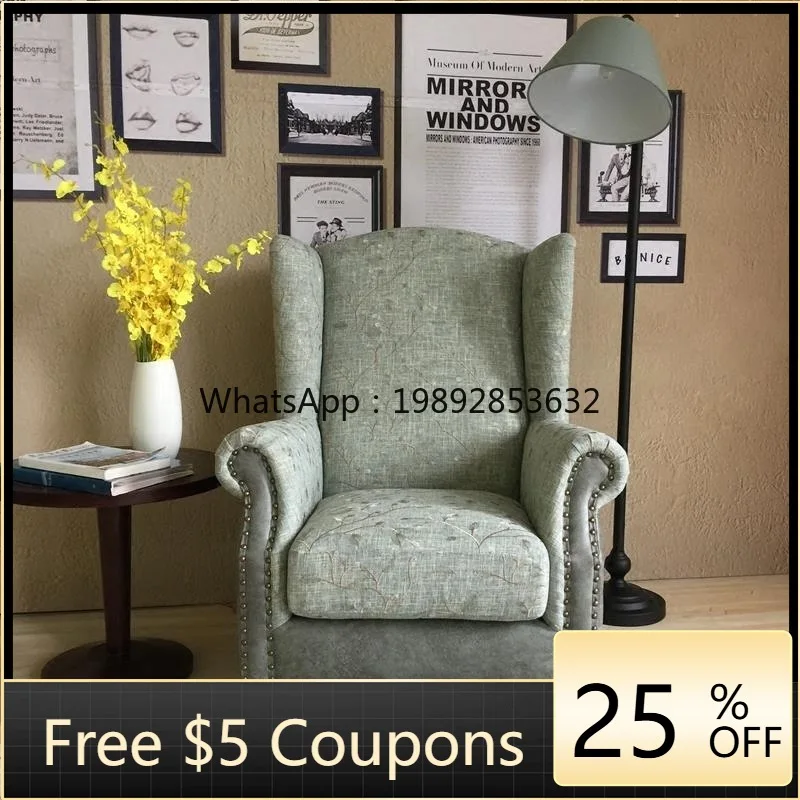 LYY American Country Retro Style Independent Spring Bag Solid Wood Patchwork Single Sofa Leisure Chair