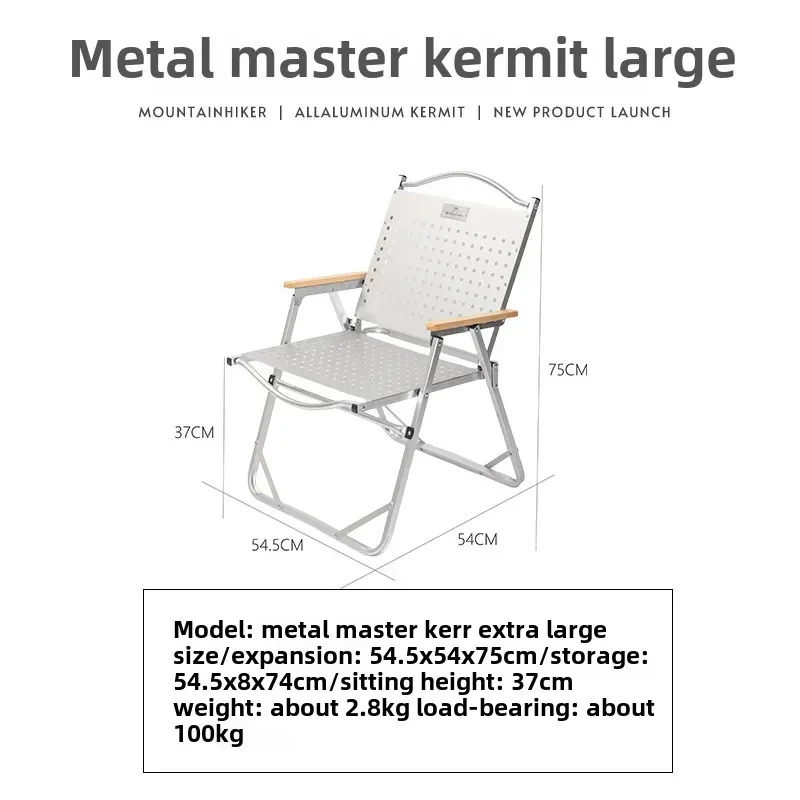 MOUNTAINHIKER Camping Chair Portable Folding Kermit Chair High Load Foldable Travel Wood Chair Outdoor Picnic Relax Fish Chair view 5