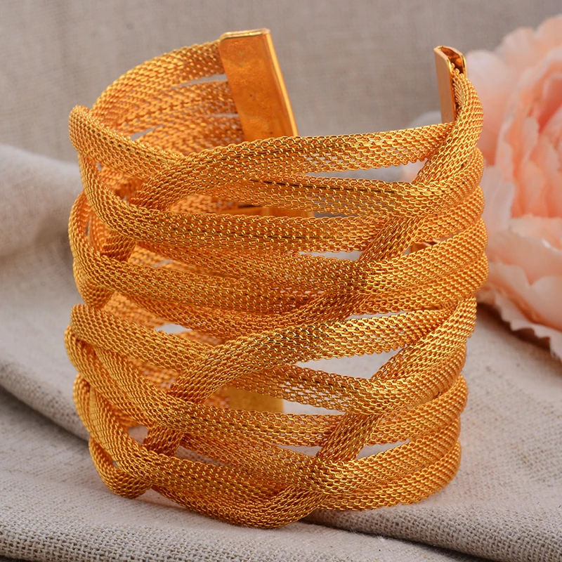 Ethiopian Gold Color Bangles For Women Girls Dubai Bridal Wedding Bracelets Moroccan African Jewelry Gift