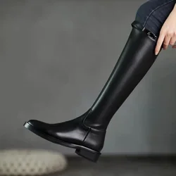 Large Size Warm New In Women's Long Boots Black Waterproof Work Winter 2025 Novelty Spring Autumn Ladies Knee High Shaft Shoes