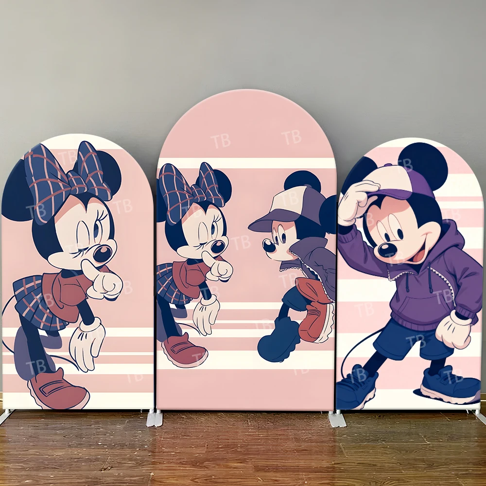 

Disney Minnie & Mickey Mouse Arch Backdrop Cover Valentine's Day Party Cute Photo Booth Props for Events & Home Decoration