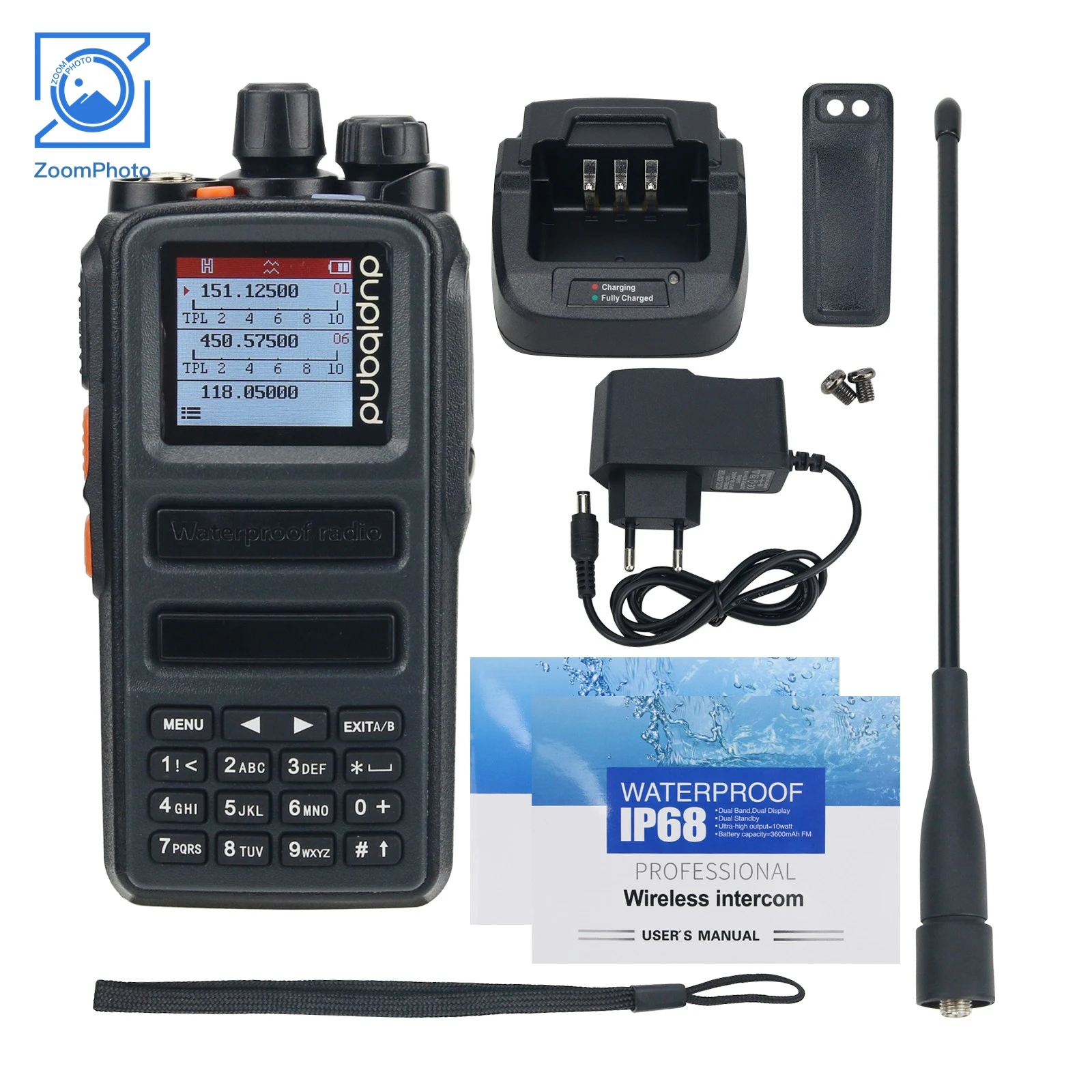 

HamGeek 10W HG3288 Walkie Talkie IP68 Waterproof VHF UHF All Band Radio Professional Wireless Intercom Supports 199 Channels