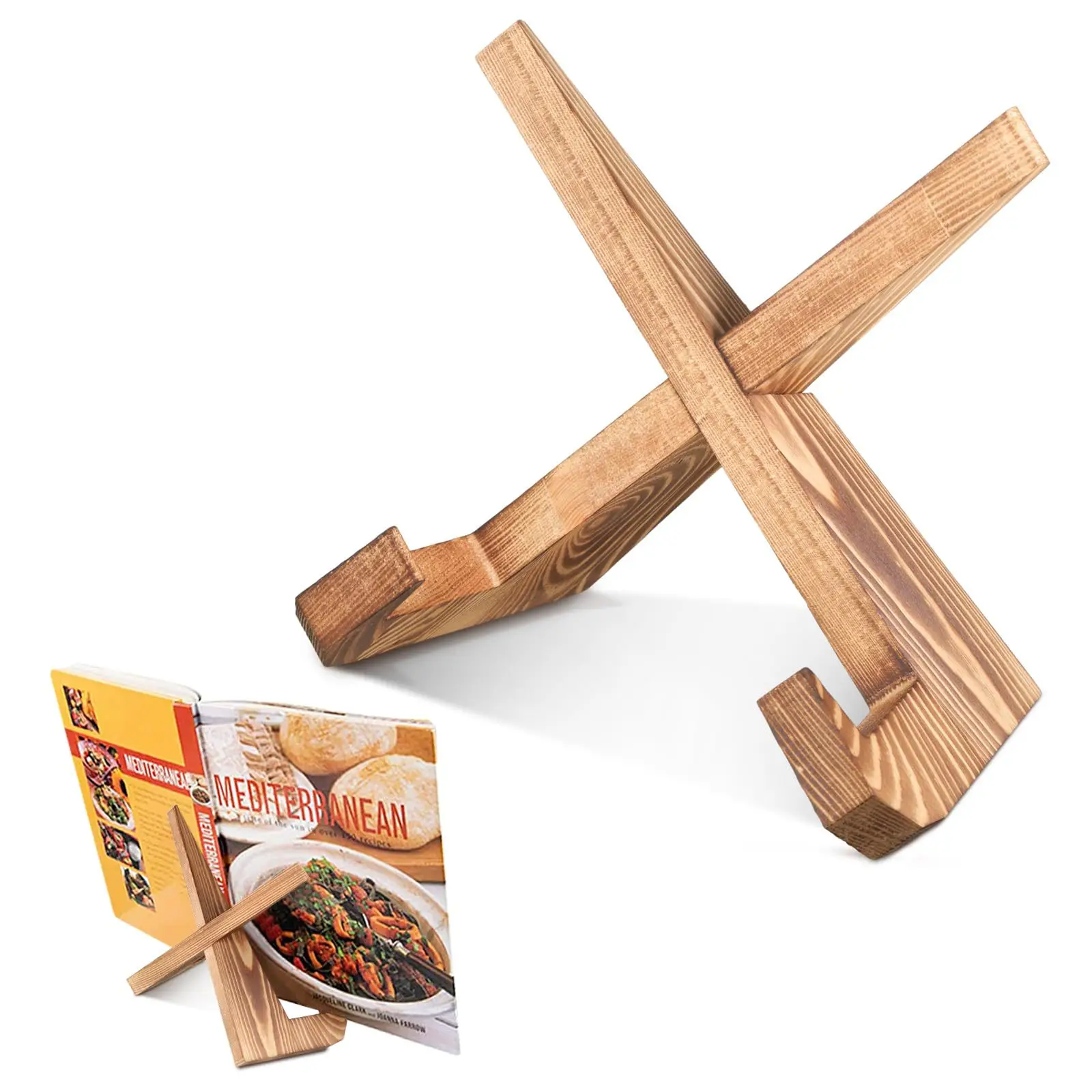 Wooden Cookbook Stand Handmade Recipe Book Menu Display Stand Restaurant Home Hanging Study Desktop Holder For Cooking