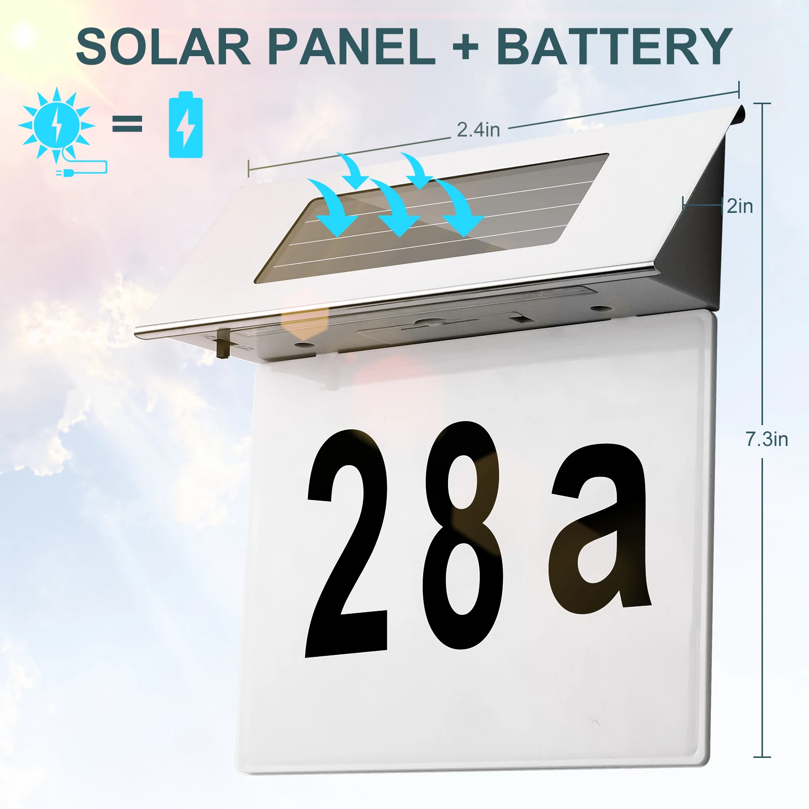 Solar Door Number Light LED Door Plate Lamp Stainless Outdoor Apartment House Porch Numbers Light With Backlight For Home Decor