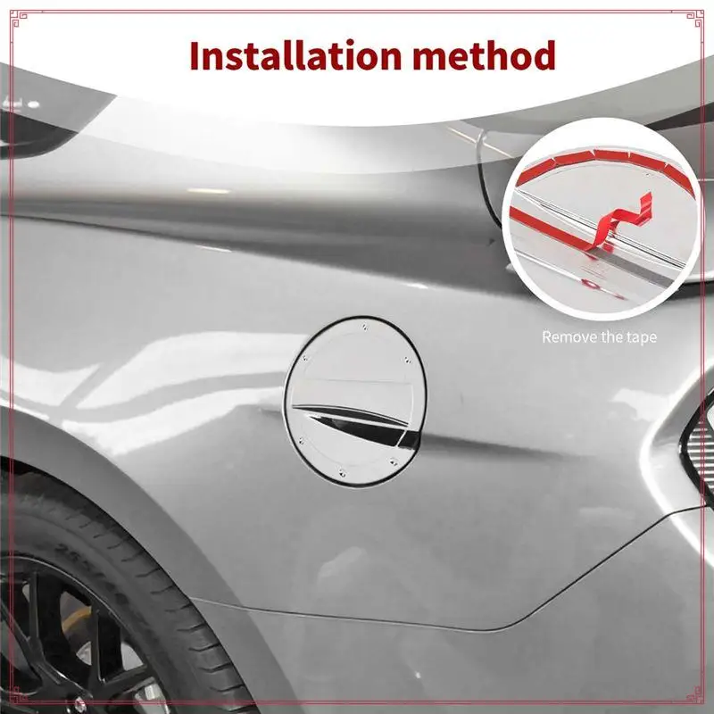 Gas Tank Cap Cover Trim Fuel Filler Door Chrome Exterior Accessory For Ford Mustang 2015-2023 Car