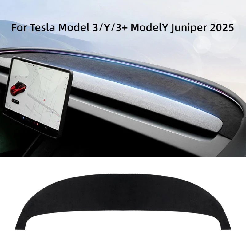 Armaturenbrettabdeckung für Tesla Model 3/Y/YL ModelY Juniper 2026, Wildleder-Sonnenschutz, UV-Schutzmatte, rutschfeste Unterlagen, Zubehör – Detail 1