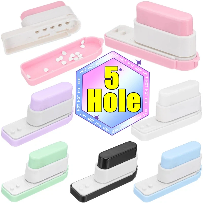 新しい5穴パンチ-バインダー用-オフィスデスクオーガナイザー-ノートやファイルのdiy綴じに最適-クラフトペーパーパンチツール-6色