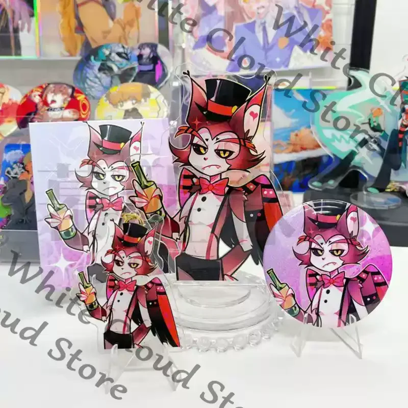 Anime Hazbin Hotel Alastor Charlie Morningstar Husk Cosplay Doujin Signboard Acrylic Stand Cartoon Color Paper Badge Keychain - view 5