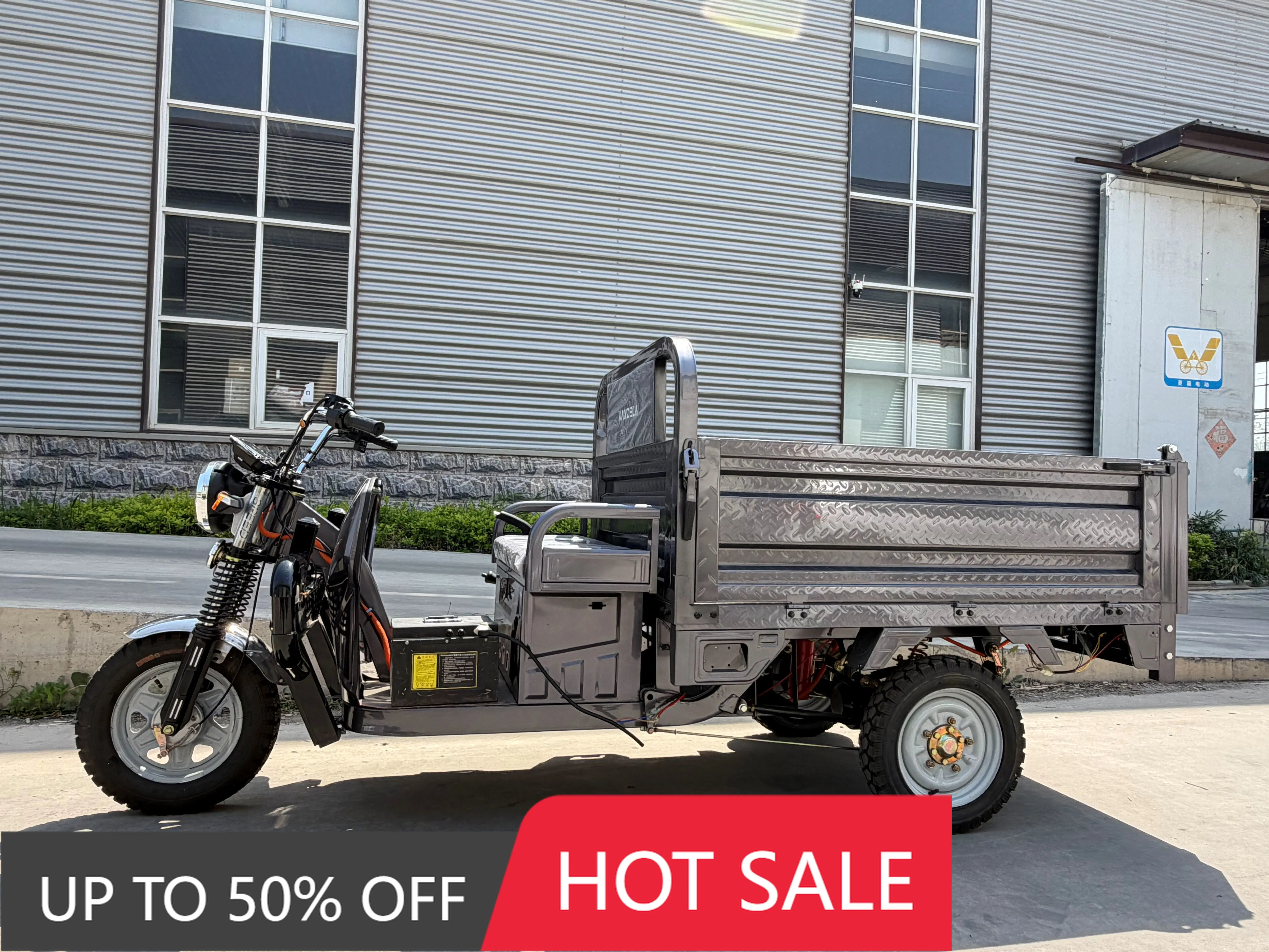 QQA 1000W electric freight tricycle with hydraulic dump function, 60V32Ah customizable battery, 200kg load capacity