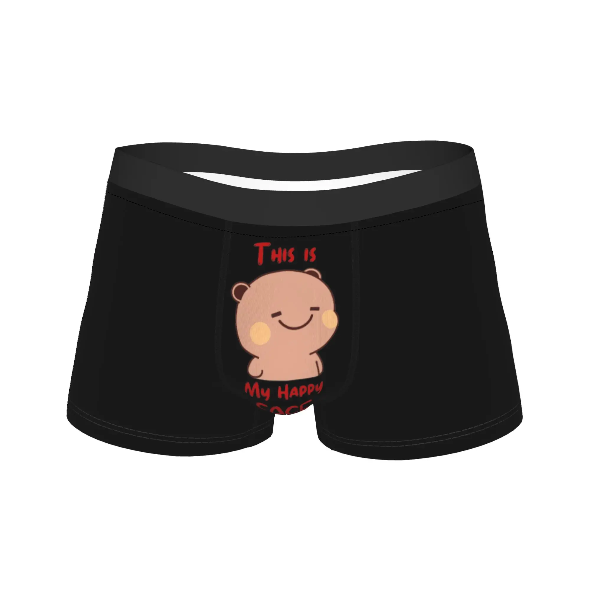 

Мужские милые трусы-боксеры Happy Bubu Face, шорты, трусики со средней талией, нижнее белье Panda Bear Homme, новинка, трусы S-XXL