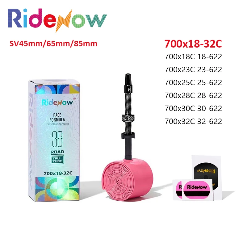 RideNow فوهة معدنية سوداء 700C أنبوب داخلي من البولي يوريثان قابل للفصل صمام نحاسي أساسي أنبوب دراجة الطريق 36 جرام ملحقات الإطارات الداخلية بريستا