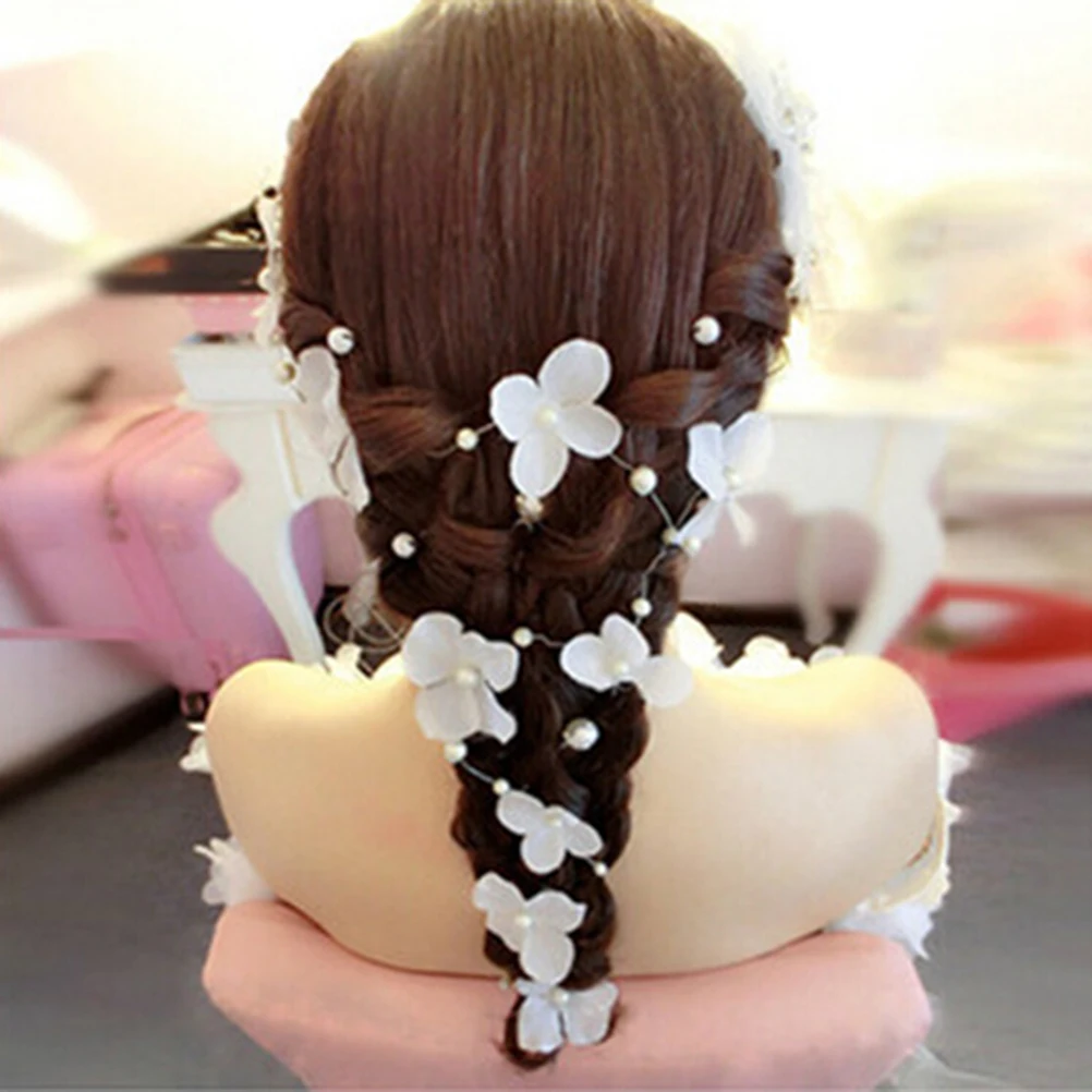 

5 Pcs Pearl Head Flower Bridal Headwear Hair Bands Manual Wedding Hairband Headband Vine Bride
