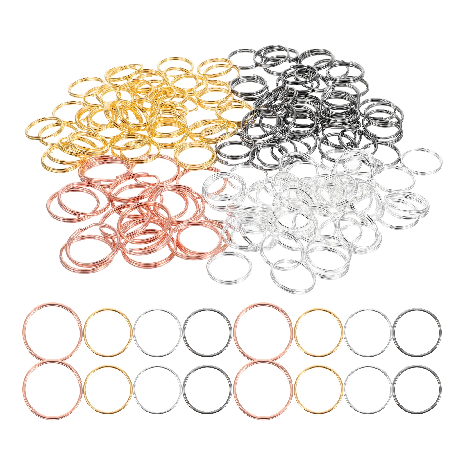 

170pcs Ring Accessories Flat Detachable Rings Bulk Pack Silver Chain Split Silver Chain Ring Pliers Small Large