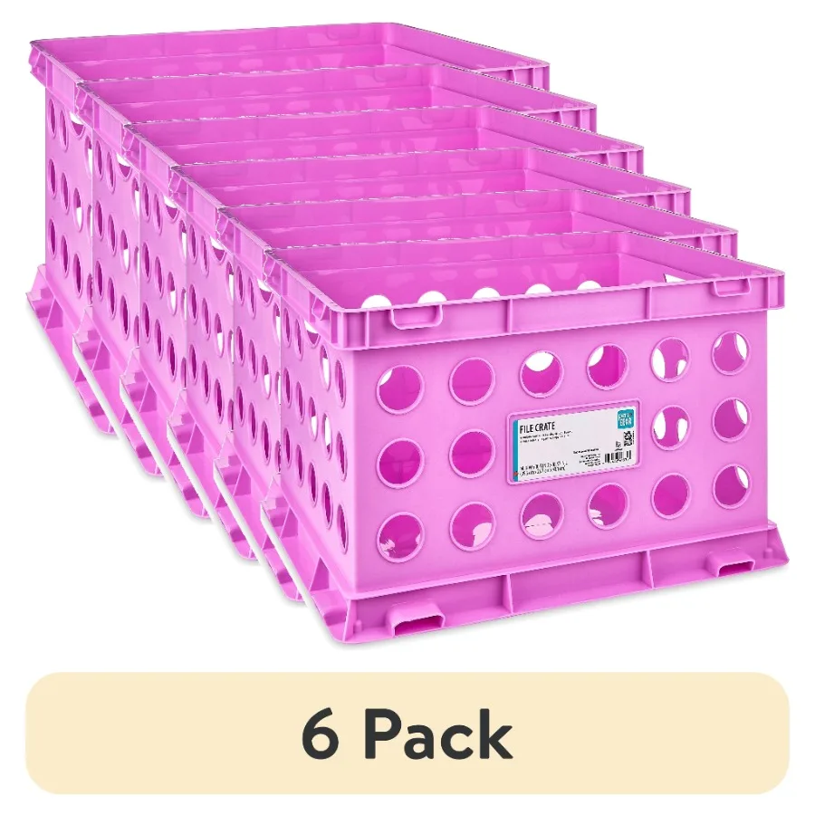 

6 pack Plastic File and Storage Crate Violet Glow 1-pack