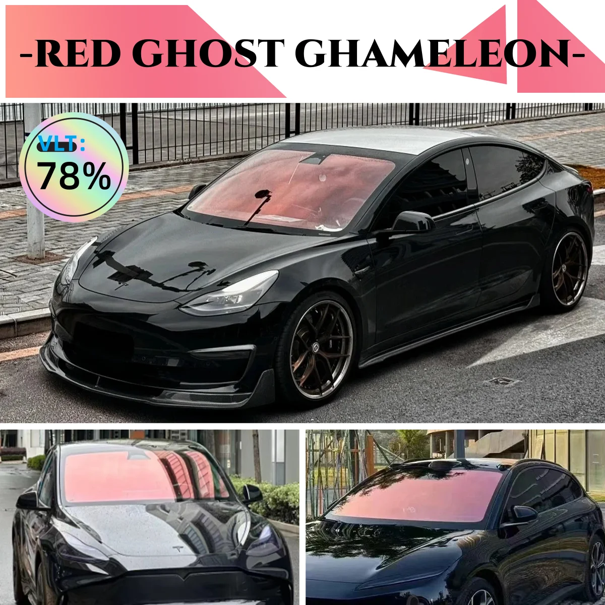 50*1/2/3M Chameleon Rose Red 78% VLT High Definition Window Tint Film High Insulation Windshield Tint Tint Film For Car Window