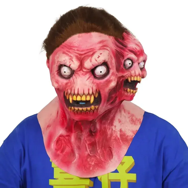 

WU01 Halloween Horror Alien Double Head Mask Hood Screamer Zombie Devil MaskJk5*！