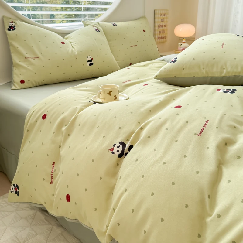Bonenjoy Panda Printed Quilt Cover Queen/King Size Cartoon Style Duvet Cover for Kids dekbedovertrek 240x220 Single Size Bedding