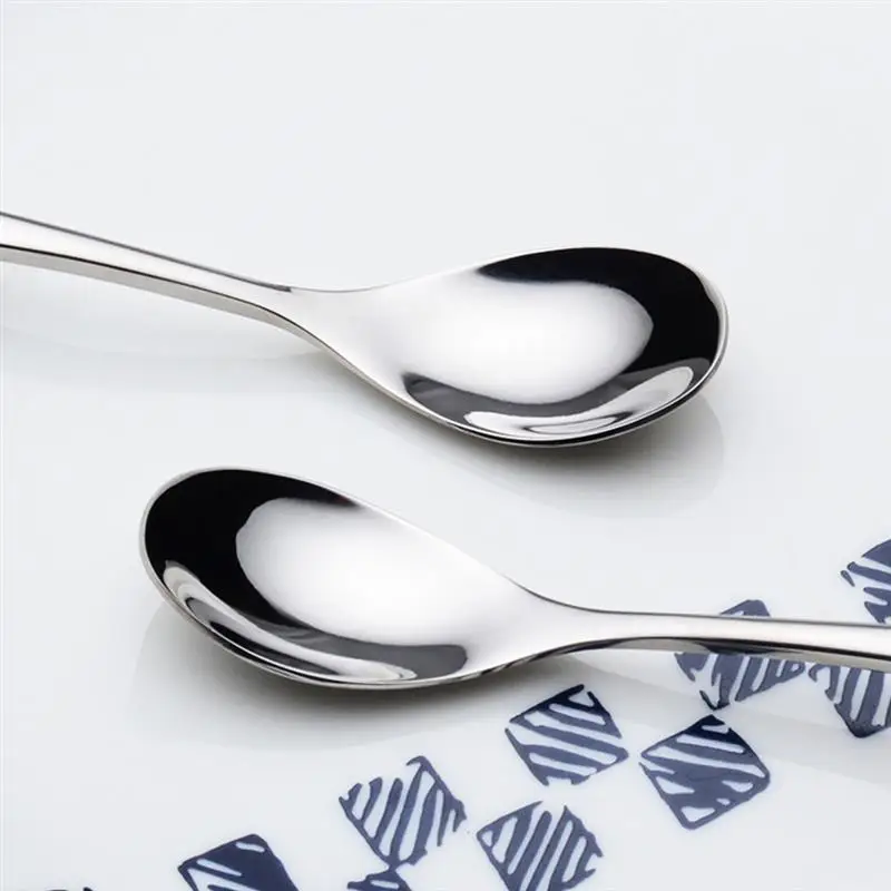 6pcs 304 Stainless Steel Spoons Teaspoon Coffee Spoon Dessert Stir Soup Spoons Stainless Steel Spoons For Tea Coffee Ice Cream