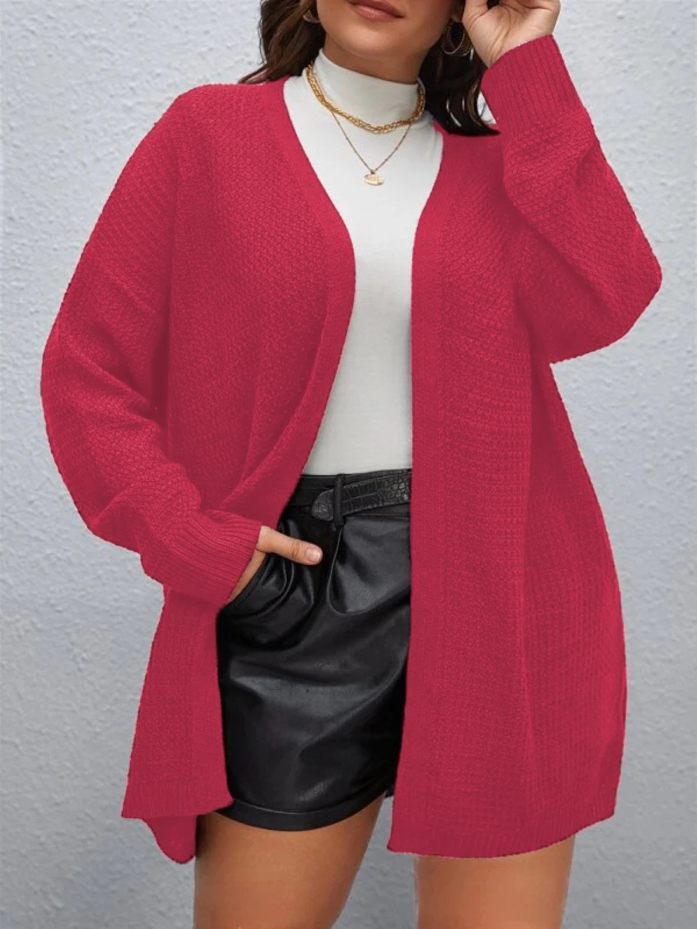 Tops y chaquetas de mujer de talla grande, cárdigans de punto casuales de moda