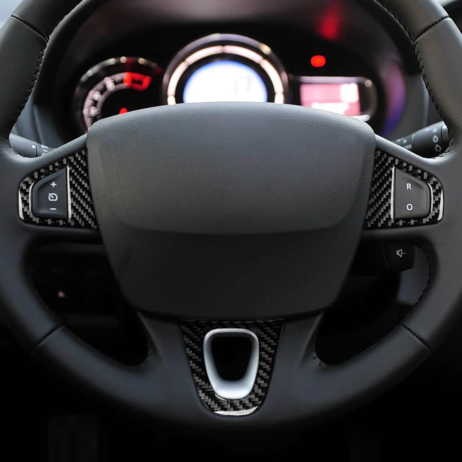 For Renault Fluence Megane 3 RS Scenic 2009 2010 2011 2012 2013 2014 2015 Real Soft Carbon Fiber Sticker Car Steering Wheel Trim