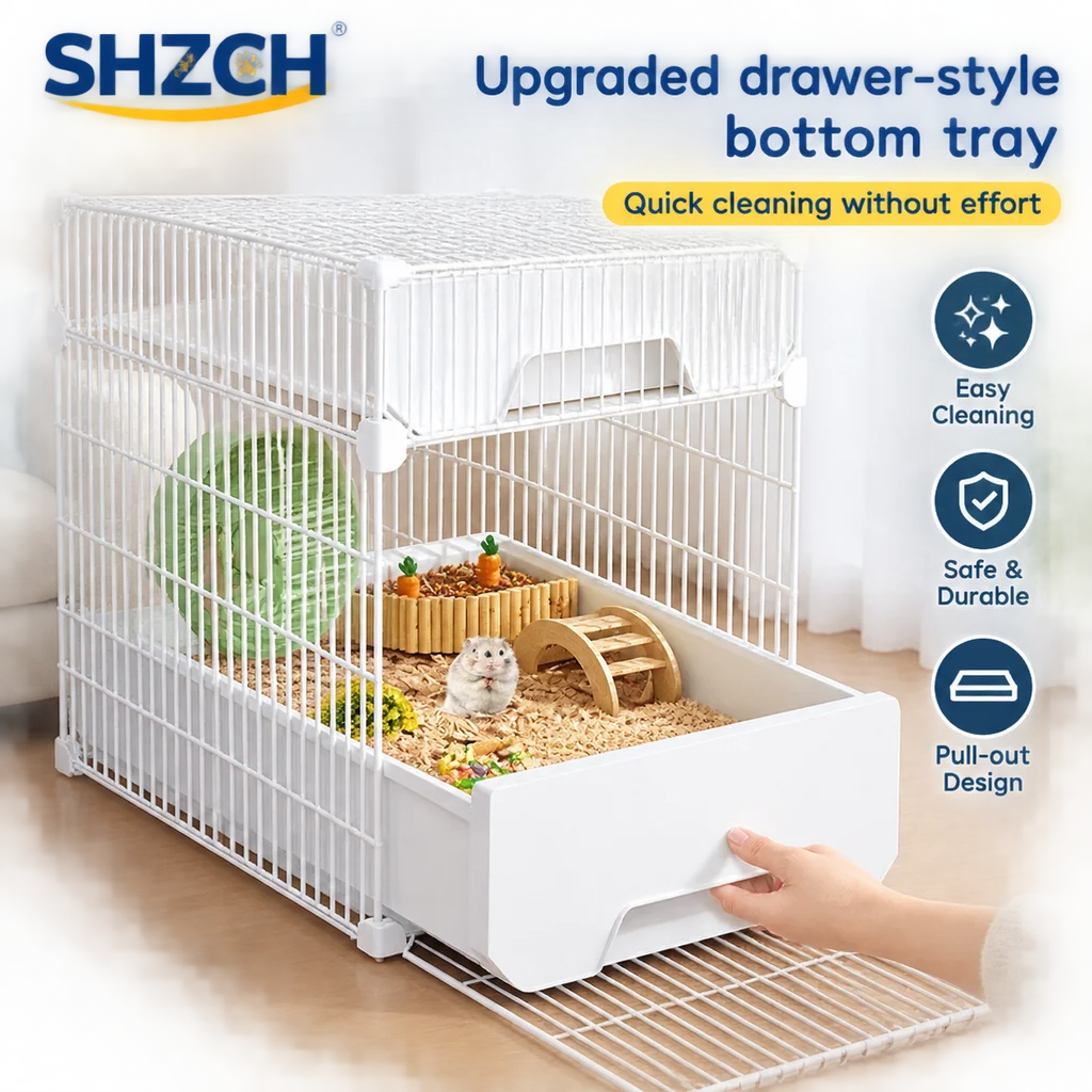Luxury Villa Style Large Hamster Cage with Easy Clean Drawer for Golden Hamster Fancy Mouse And Dwarf Rat Habitat Decor