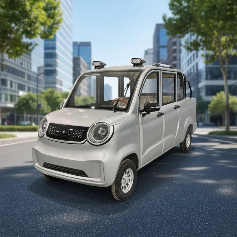 High Quality 1000W New Energy Mini Electric Car 4 Doors Model in Stock Latest Design Small Five Seats Vehicle Pickup  From China