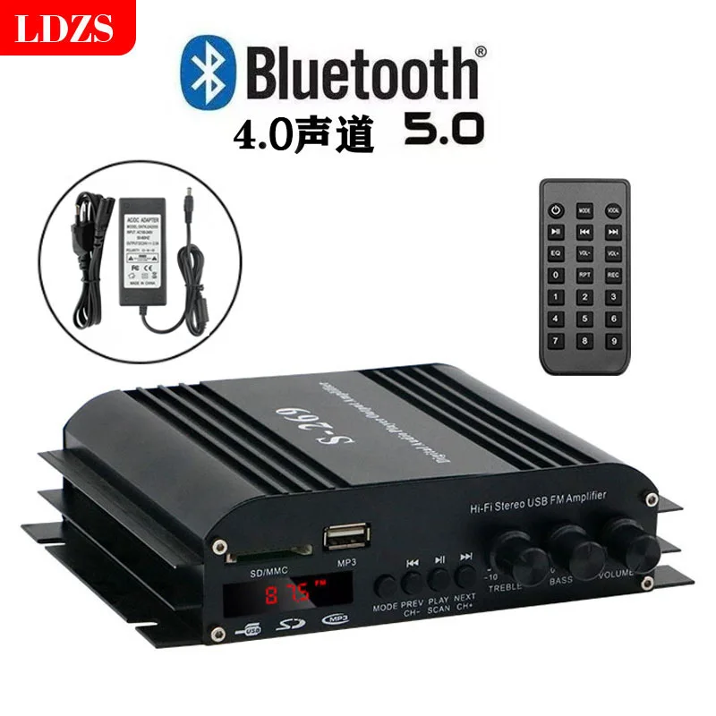 

4.0 Channel New Car Amplifier Bluetooth Usb Card Insertion Subwoofer Home Car Amplifier