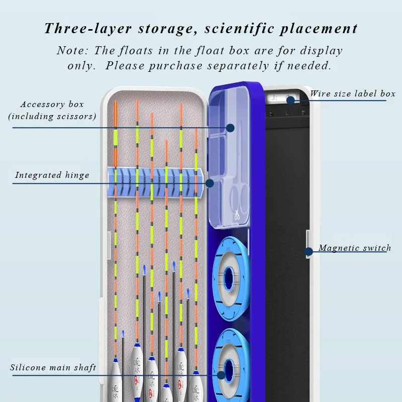 Multifunctional Fishing Float Tackle Box, Mobile Adjustable Fish Holder, Accessories with Free Scissors