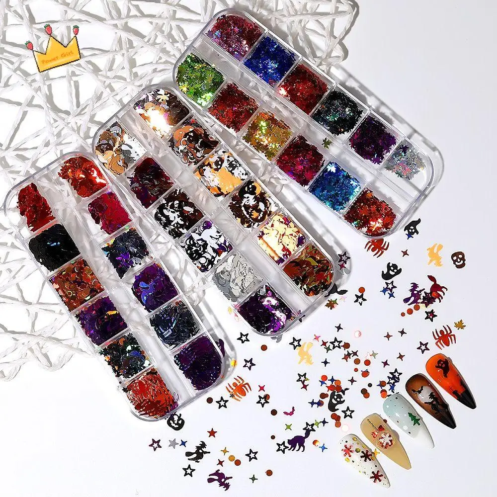 ゴーストカボチャスケルトン DIY ネイル材料マニキュア装飾グリッターフレークハロウィンネイルアートスパンコールスパンコールネイルジュエリー